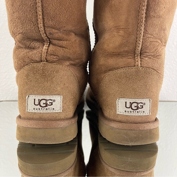 UGG Australia Classic Tall II Chestnut Tan Suede Sheepskin Shearling Wool Boots - Picture 7 of 13